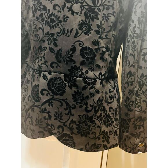 Covington Black Floral Flocked Velvet Blazer Jacket Size Large whimsigoth formal - Picture 5 of 12